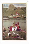 Maharana Jawan Singh of Mewar hunting wild boar, Udaipur by Indian School