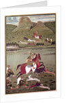 Maharana Jawan Singh of Mewar hunting wild boar, Udaipur by Indian School