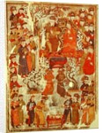 Ms. Supp. Pers. 1113 f.126v Genghis Khan and his wife Bortei enthroned before courtiers, folio from a book called Jami' al Tawarikh by Rashid ad-Din by Persian School