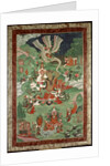 Buddha cutting a tuft of hair, Tibetan temple banner by School Tibetan