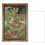 Buddha cutting a tuft of hair, Tibetan temple banner by School Tibetan