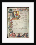 Page of musical notation with a historiated initial by Italian School
