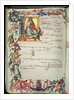 Page of musical notation with a historiated initial by Italian School