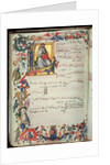 Page of musical notation with a historiated initial by Italian School
