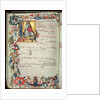 Page of musical notation with a historiated initial by Italian School