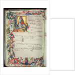 Page of musical notation with a historiated initial by Italian School