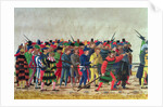 Halberdiers of Maximilian I guarding French prisoners by Austrian School
