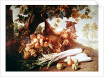 Still Life of Flowers, Game and Fruits by Alexandre-Francois Desportes