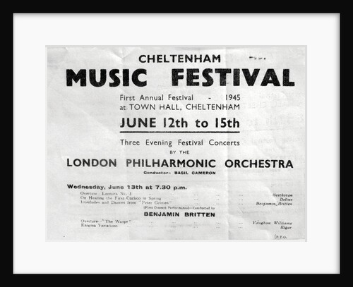 1945 Cheltenham Music Festival Programme Cover by Cheltenham Festivals