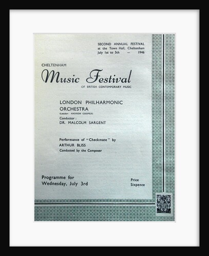 1946 Cheltenham Music Festival Programme Cover by Cheltenham Festivals