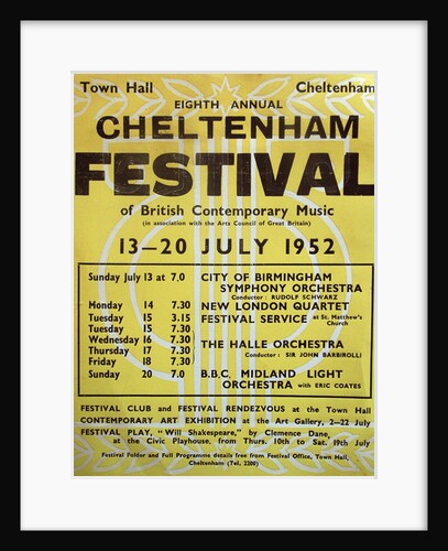 1952 Cheltenham Music Festival Programme Cover by Cheltenham Festivals