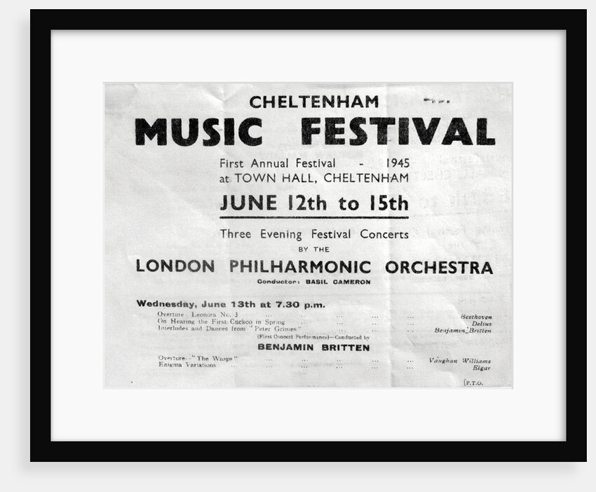 1945 Cheltenham Music Festival Programme Cover by Cheltenham Festivals