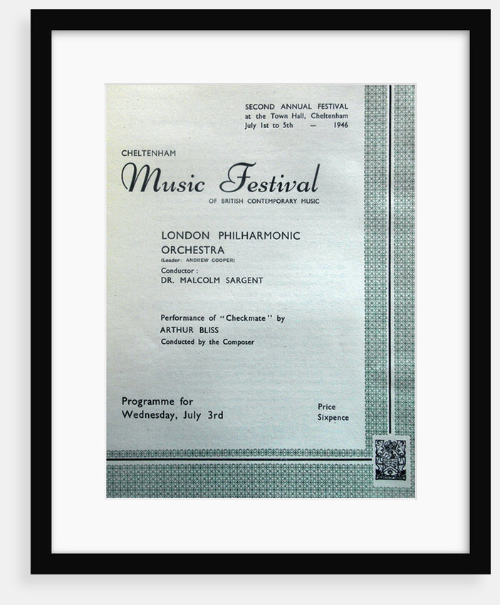 1946 Cheltenham Music Festival Programme Cover by Cheltenham Festivals