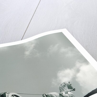 Quadriga of the Brandenburg Gate against clouded sky, Berlin, Germany by Anonymous