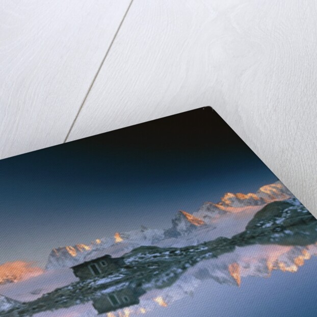 Aiguille Verte and and Mont Blanc Massif reflected in Lac Blanc at sunset by Anonymous