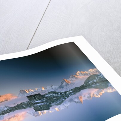 Aiguille Verte and and Mont Blanc Massif reflected in Lac Blanc at sunset by Anonymous