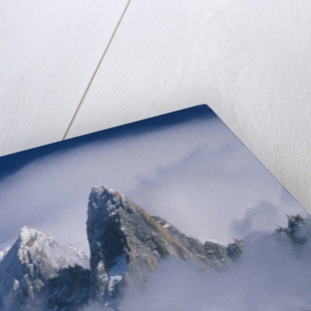 France, Alps, Mont Blanc Massif, Aiguille Verte, peak in clouds by Anonymous