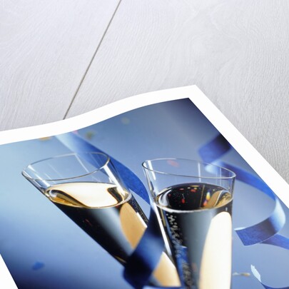 Two champagne glasses and ribbons by Anonymous