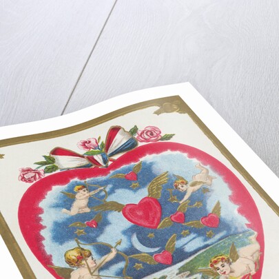 To My Valentine Postcard with Cupids and Hearts by Anonymous