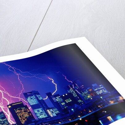 Lightning over the skyline of Frankfurt/Main by Anonymous