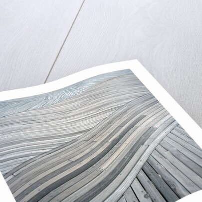 High angle view of wooden deck with planks set at an angle by Anonymous