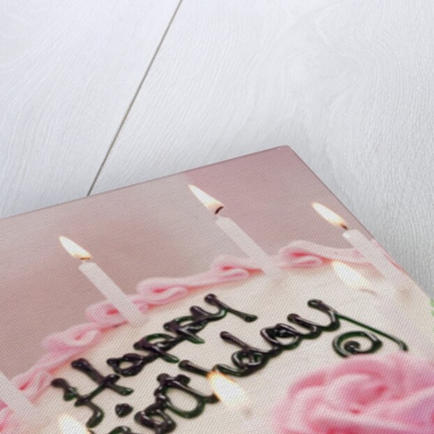 Birthday Cake With Lit Candles by Anonymous