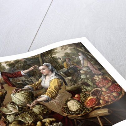 The Four Elements: A Greengrocer's Stall with the Flight into Egypt Beyond by Joachim Beuckelaer
