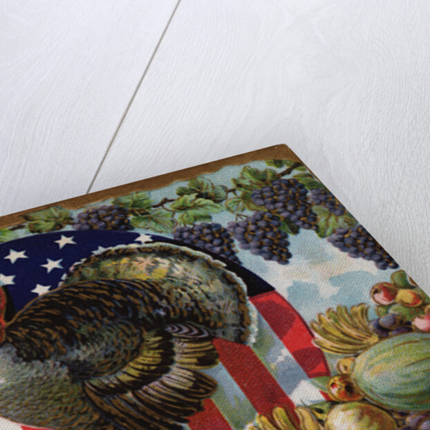 Thanksgiving Postcard with Turkey and Stars and Stripes Motif by Anonymous