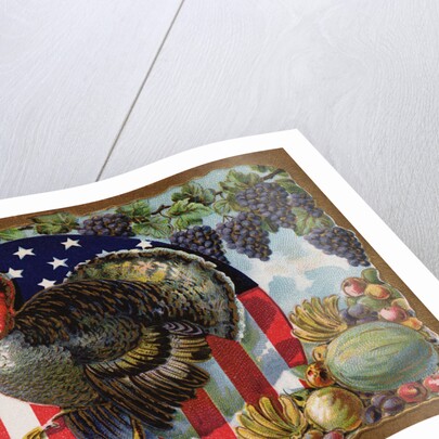 Thanksgiving Postcard with Turkey and Stars and Stripes Motif by Anonymous