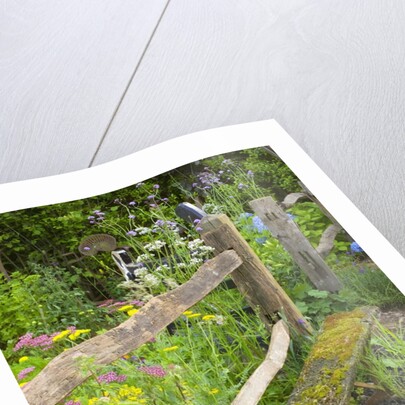 Flower Garden with Old Wood Fence by Anonymous