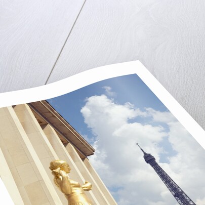 View of statues with Eiffel Tower in the background, Paris, France by Anonymous