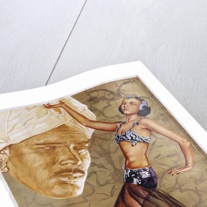 Poster with a Belly Dancer and a Man in a Turban by Anonymous