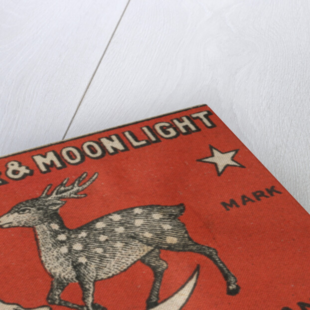 The Deer and Moonlight Matchbox Label by Anonymous