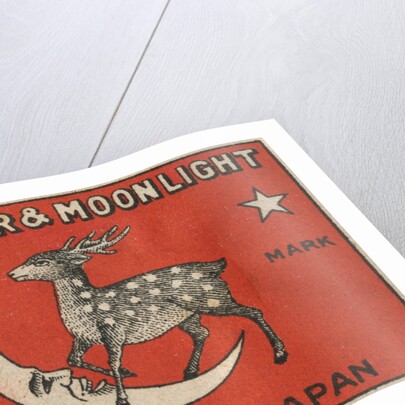 The Deer and Moonlight Matchbox Label by Anonymous