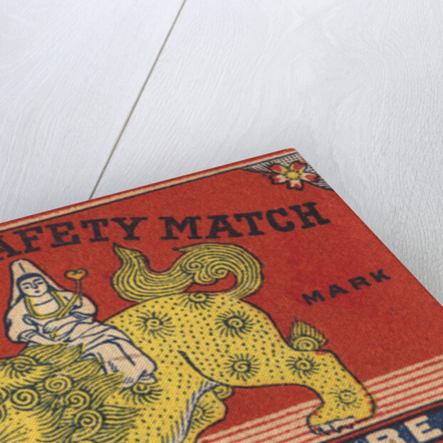 Japanese Matchbox Label with Lion and Woman by Anonymous