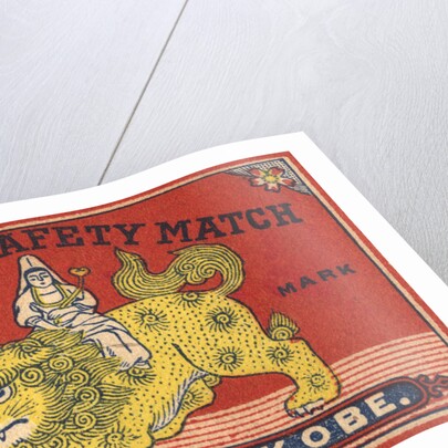 Japanese Matchbox Label with Lion and Woman by Anonymous