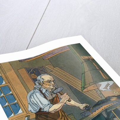 Illustration of Benjamin Franklin Working at a Forge by Anonymous