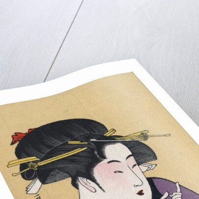 Japanese Matchbox Label with a Beckoning Woman by Anonymous