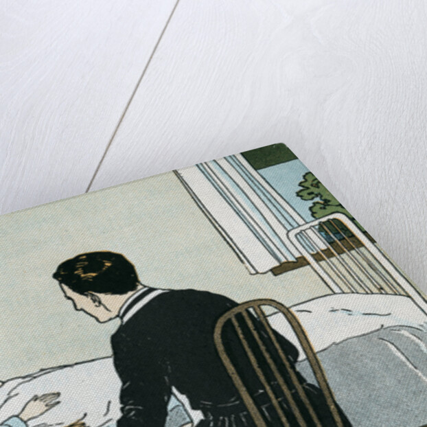 Illustration of a Priest Talking to a Sick Child by L. Kate Deal