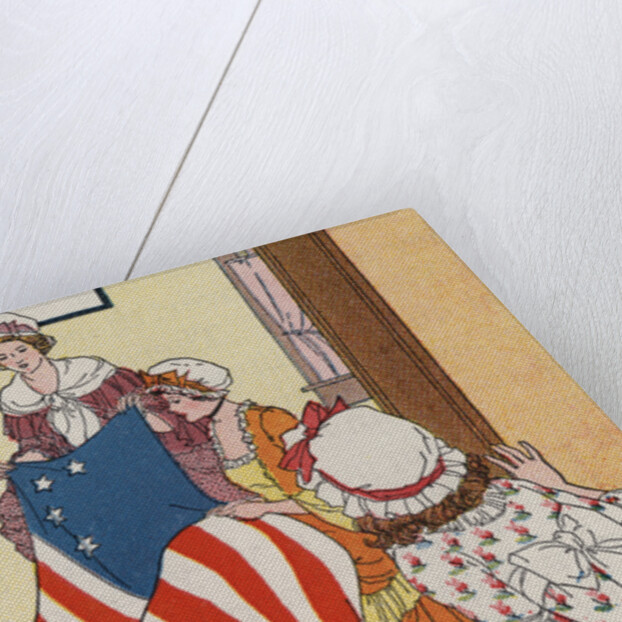 Illustration of Betsy Ross Making the First American Flag by Anonymous