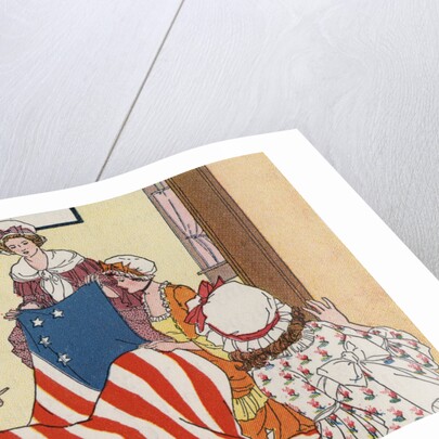 Illustration of Betsy Ross Making the First American Flag by Anonymous