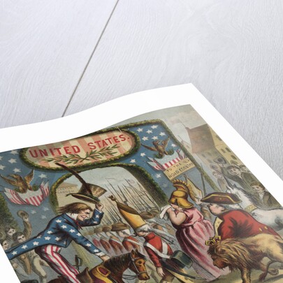 19th-Century Illustration of Uncle Sam and Departing British Soldiers by Anonymous
