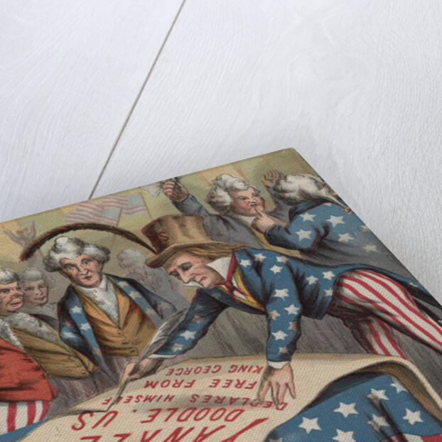 19th-Century Illustration of Uncle Sam Signing a Declaration of Independence by Anonymous