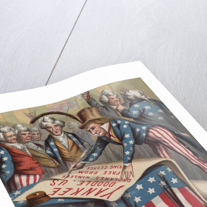 19th-Century Illustration of Uncle Sam Signing a Declaration of Independence by Anonymous