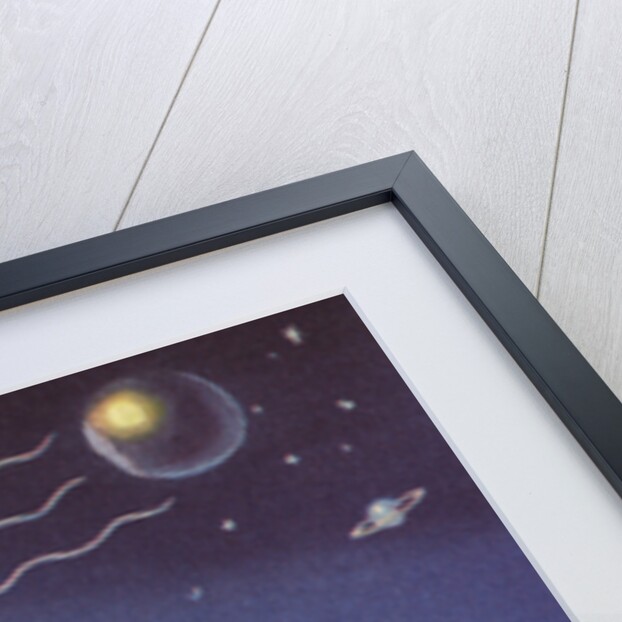 Biekens Pictorial Sticker with Beams Sent from Earth to Another Planet by Anonymous