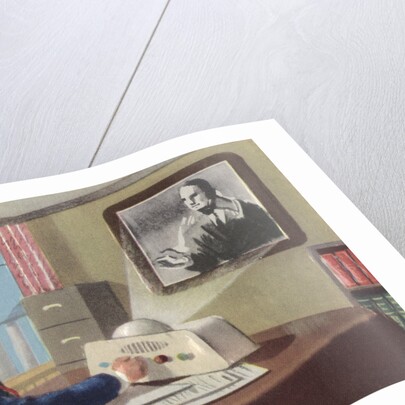 Biekens Pictorial Sticker with an Executive Using a Video Telephone by Anonymous