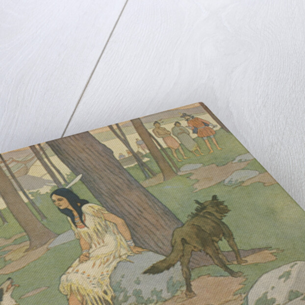 Book Illustration of Pocahontas Waiting in Woods by E. Boyd Smith