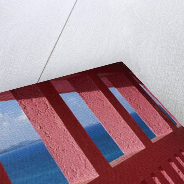 Bright Pink Railing and Ocean View by Anonymous