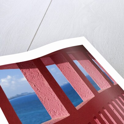 Bright Pink Railing and Ocean View by Anonymous