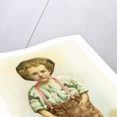 His First Suspenders Trade Card by Anonymous